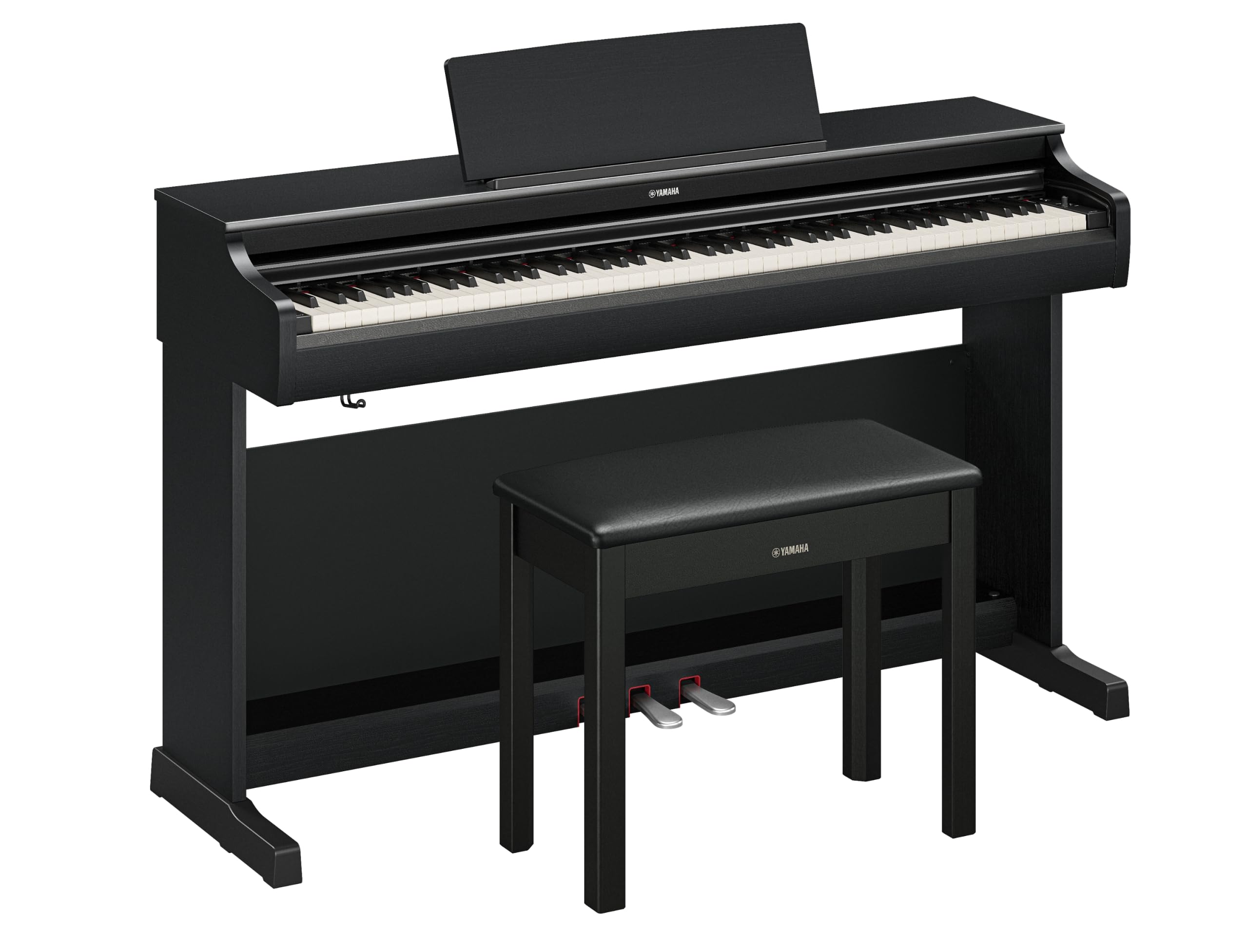 Yamaha Arius Series 88-Key Weighted Digital Piano Keyboard, Full Size, GrandTouch-E Action, CFX Concert Grand Piano Sound, 3-Pedal Unit, Bench Included, Classic Upright Design in Black YDP-166B
